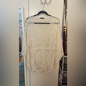 SHEIN solid embroidery mesh cover up